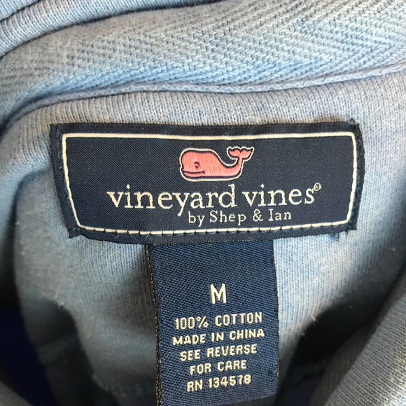 Vineyard Vines Sweater Blue 1/4 Zip Long Sleeve Pullover Fleece | Mens Medium - Picture 6 of 8